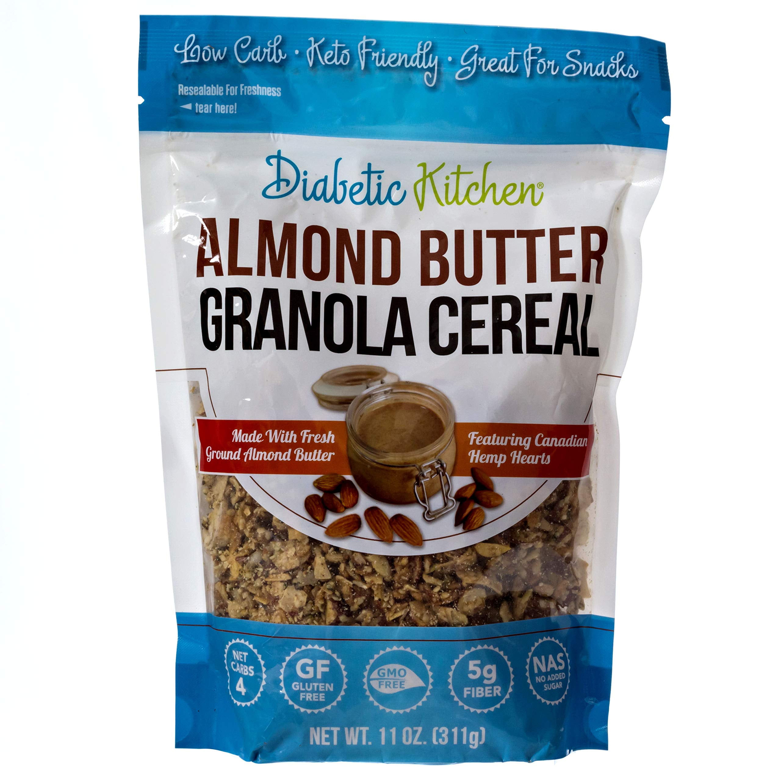 Diabetic Kitchen Almond Butter Granola Cereal Keto, Low Carb, No Sugar Added, Gluten-Free ...