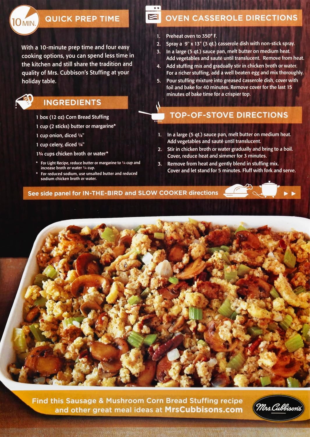 Mrs. Cubbison's Stuffing Mix, Corn Bread, 12 oz (Pack-4)