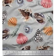 thumbnail image 1 of Soimoi Satin Silk Fabric Colorful Shells Ocean Print Fabric by the Yard 42 Inch Wide, 1 of 3
