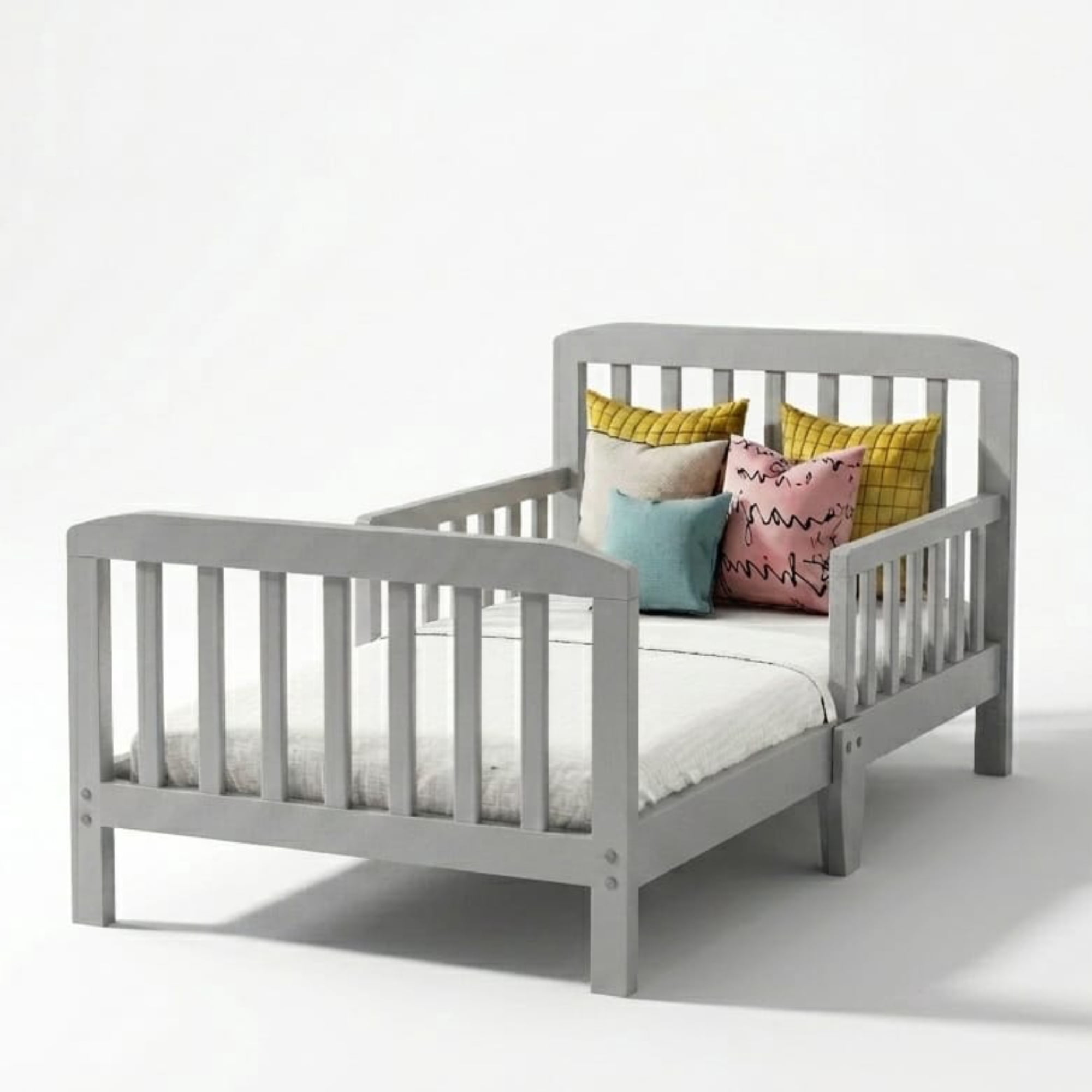 Fizzy Baby Classic Toddler Bed with Rails Wooden Beds for Kids, Grey