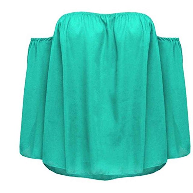 Blusa informal con hombros descubiertos para mujer, blusas sin tirantes, blusas con mangas de campana de color puro y sin tirantes Monstrate FS7048-52