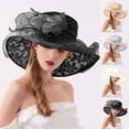 thumbnail image 2 of FUZHIQ Women's Jacquard Lining Organza Wide Brim Fascinator Hat with Large Floral, Elegant Tea Party Hat for Wedding Kentucky Derby Formal Occasion, 2 of 5