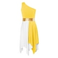 thumbnail image 3 of TiaoBug Kids Girls Lyrical Praise Dance Dress One Shoulder Colorblock Liturgical Worship Tunic Dancewear Yellow 6, 3 of 7