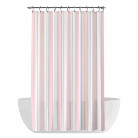 Pink Stripes Shower Curtain - Water Repellent Fabric Shower Curtains Washable, Vertical Stripe Minimalist Farmhouse Decorative Polyester Cloth Bathroom Curtains Modern Bath Decor 36"x72"