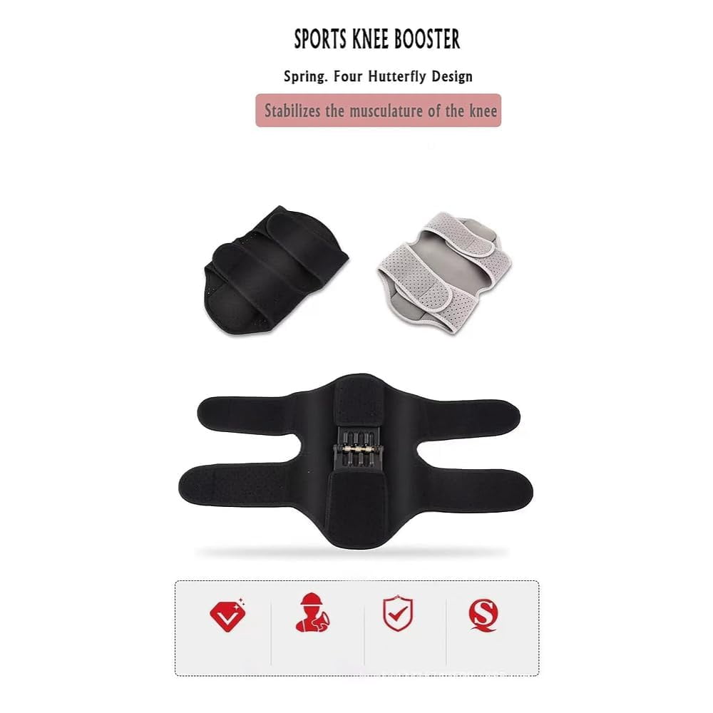 2PCS Joint Power Support Knee Braces With 4 Springs, Adjustable Knee Stabilizer Pads, Pain Relief Rebound Spring Force Joint Support Power Lift Knee Pads For Hiking Climbing, Squat, Volleyball