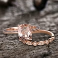 thumbnail image 4 of 10mm Cushion Cut 4.5 Carat Solitaire Morganite Wedding Set Diamond Moissanite Bridal Ring 10k Rose Gold Marquise Eternity Matching Band, 4 of 6