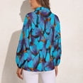 thumbnail image 2 of Beautiful Blue Different Butterflys Long Sleeve Blouse Woman Streetwear Casual Shirts Summer Oversize Woman Streetwear Clothing Birthday Present, 2 of 7