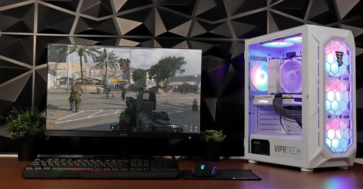 ViprTech Rebel 5.0 Gaming PC - AMD Ryzen 7 (4.1GHz), RTX 5060 8GB, 16GB DDR4, 1TB SSD, Desktop White