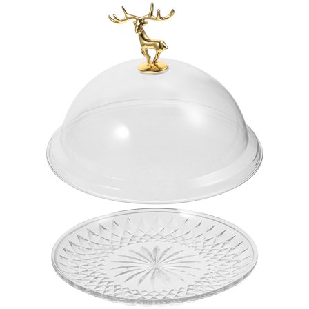 BEADCEST Party Tray Cake Plate With Dome Dust Protection 1Pack