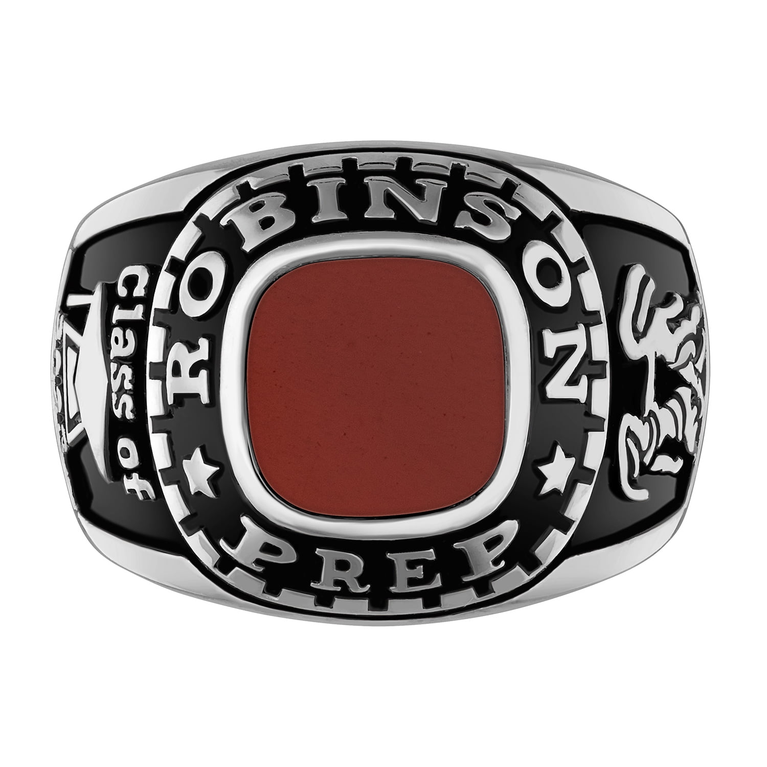 Order Now for 2025 Graduation, Freestyle Women's Class Ring - Onyx, Carnelian, Lapis, Mother of Pearl Genuine Stone, Personalized, High School or College Graduation