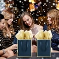 thumbnail image 5 of 24 Pack Navy Blue Metallic Gift Bags with Handle & Tissue Paper - Gold Foil Wedding Birthday Party Return Gifts, 5 of 5