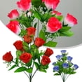 thumbnail image 2 of 10 Heads Stems Artificial Silk Fake Flowers Rose Bud Bunch Wedding Home Outdoor, 2 of 4