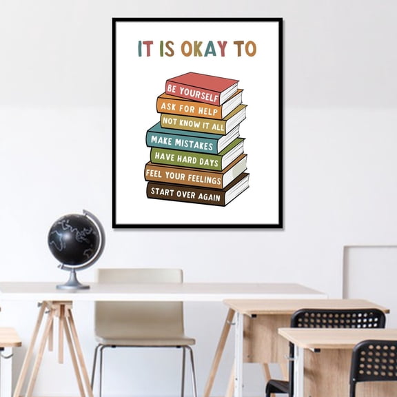 It Is Okay To Feel, Boho Classroom Decor, My Feelings, Classroom Poster, Educational Wall Art, Be Yourself, Playroom Wall Art Decor, School Counselor, Therapy Office Decor, No Framed (8x10 INCH)