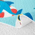 thumbnail image 5 of Manfei Cartoon Surf Shark Quilt King, Tropical Beach King Coverlet Set, Sky Blue, 3 Pieces, 1 Bedspread and 2 Pillowcases, 5 of 7