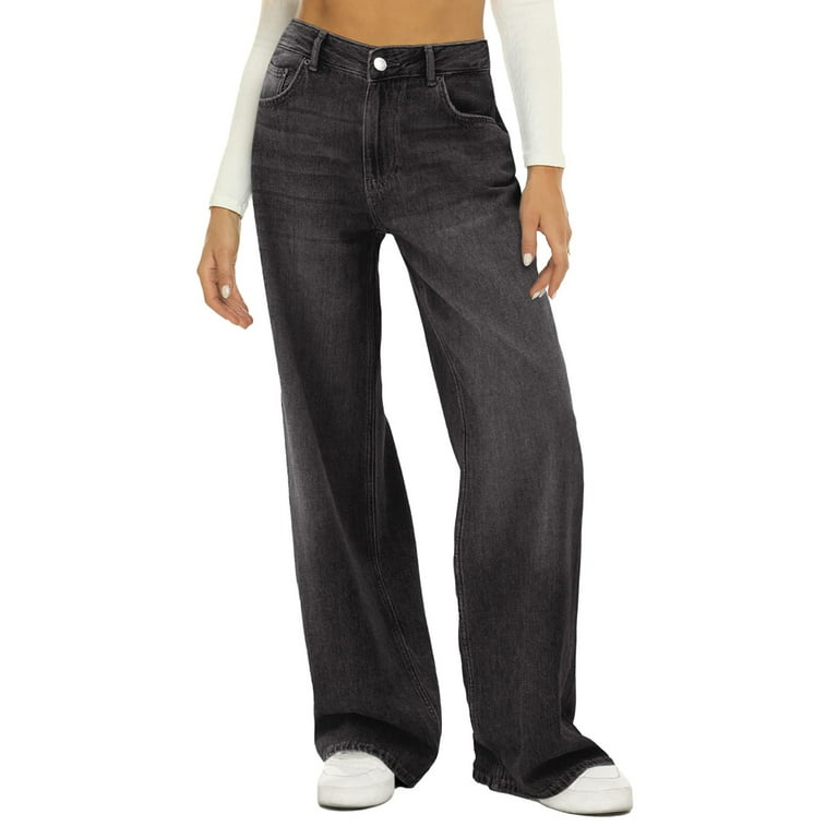 Sunisery Women High Waisted Straight Wide Leg Baggy Jeans