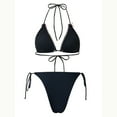 thumbnail image 5 of Xdegoge Bikini Sets for Women 2 Piece Haltered Lace Trim Bow Top & Side Tie Bottom, Feminine Cut Out Swimwear Beach & Vacation, 5 of 6