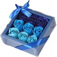 thumbnail image 1 of Rose Flower Soap Set In Square Gift Box, Artificial Floral Handmade Valentines Day Gift, Birthday Housewarming Wedding Gift, 1 of 5