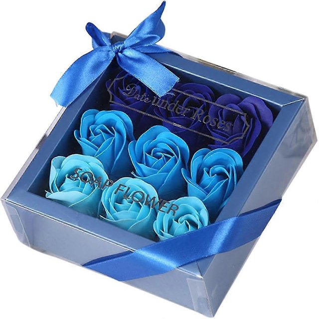 Rose Flower Soap Set In Square Gift Box, Artificial Floral Handmade Valentines Day Gift, Birthday Housewarming Wedding Gift