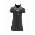 thumbnail image 3 of Vestido con hombros descubiertos para mujer, vestido sencillo de corte a para citas, trabajo y vacaciones SG, 3 of 7