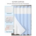 thumbnail image 2 of No Hook Cloth Fabric Shower Curtain with Snap in Liner, Blue White Stripe Waterproof Shower Curtains Set with See Through Top Window, Modern Minimalist Geometric Striped Bath Curtains Shower 60"x72", 2 of 6