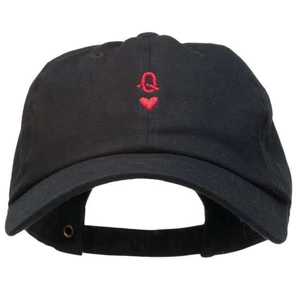 Q Heart Symbol Embroidered Washed Cap - Black OSFM