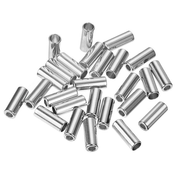 Uxcell 26pcs Metal Cord End Lock Drawstring Rope Stopper Column Rope Fastener End Stopper for Lanyard Bag, Silver