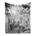 thumbnail image 1 of Black and White Soft Flannel Fleece Blanket, Aerial View Montreal Canada Cityscape with Skyscrapers Architecture, Cozy Plush for Indoor and Outdoor Use, 70" x 90", Black White Grey, by Ambesonne, 1 of 6
