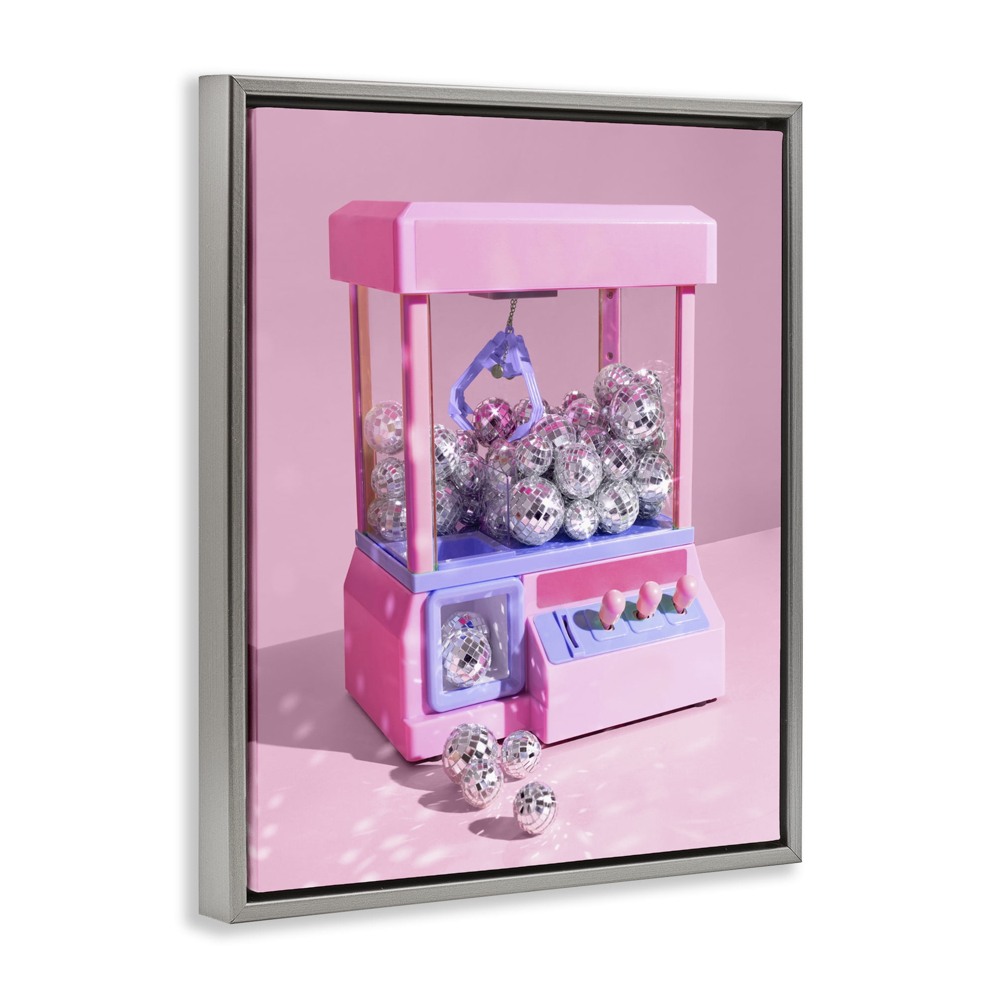 Stupell Industries Disco Ball Claw Machine Gray Framed Floater Canvas Wall Art, design by LISH Creative