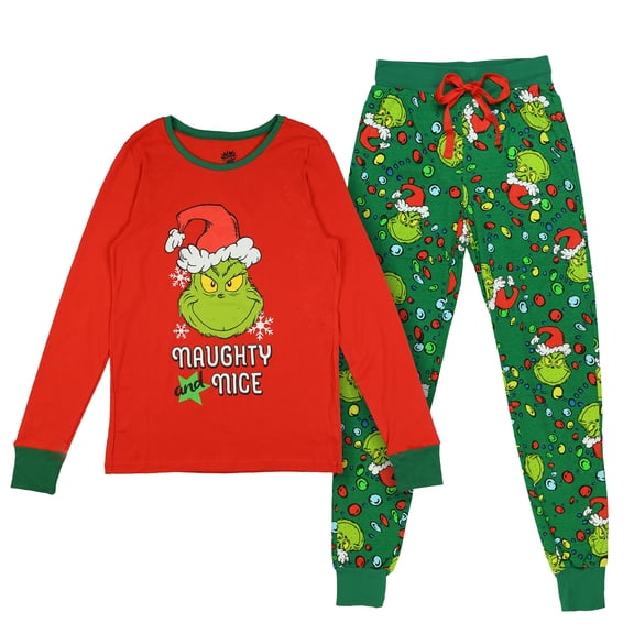 Dr. Seuss The Grinch Pajamas Women's Long Sleeve Shirt and Jogger Pant Set Tall