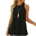 thumbnail image 4 of Tank Tops for Women Summer Loose Tunic Tops Side Split Blouses Active Relax Fit Crew Neck Sleeveless Lounge T-Shirts, 4 of 7