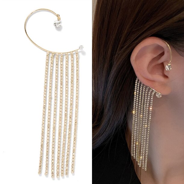 20 estilos de lujo, cristal brillante, diamantes de imitación, borla larga, pendientes de Clip para oreja sin perforaciones para mujer, joyería de tendencia coreana para boda Tan Jianjun unisex