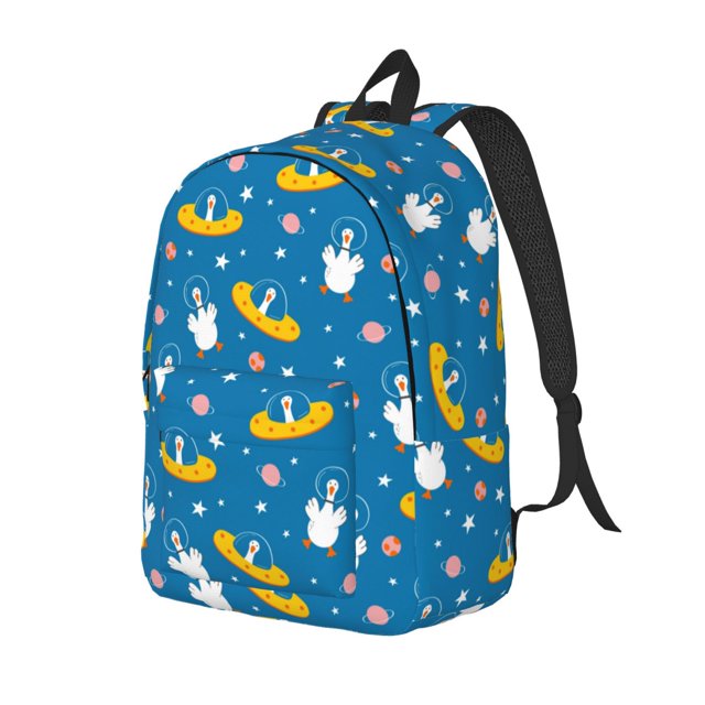Disketp Cartoon Goose print Canvas Backpack Lightweight Travel Daypack Student Rucksack Laptop Backpack-Medium