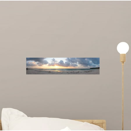 Panoramic Caribbean Beach Sunrise Wall Mural by Wallmonkeys Peel and Stick Graphic (12 in W x 3 in H)