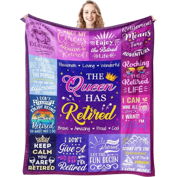 Cadeaux de Retraite pour Femmes 2024 Couverture de Retraite pour Femmes Couverture de Retraite Cadeaux de Départ Cadeau d'Adieu Cadeaux d'Adieu pour Collègues Amis 60 Pouces x 50 Pouces