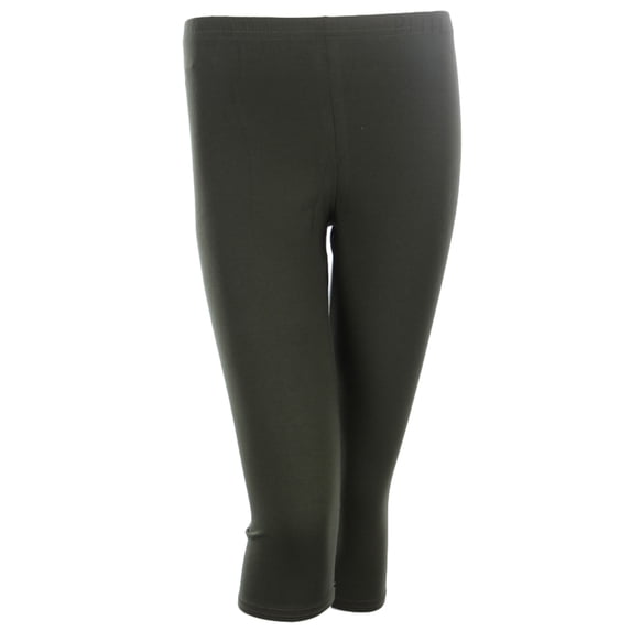 PLUS SIZE Cotton Capri Leggings Plain Pants Capris For Women, 2XL , Olive
