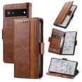 thumbnail image 1 of Étui pour Google Pixel 6A en Cuir Portefeuille Folio Design Livre à Rabat Fermeture Magnétique - Marron, 1 of 5