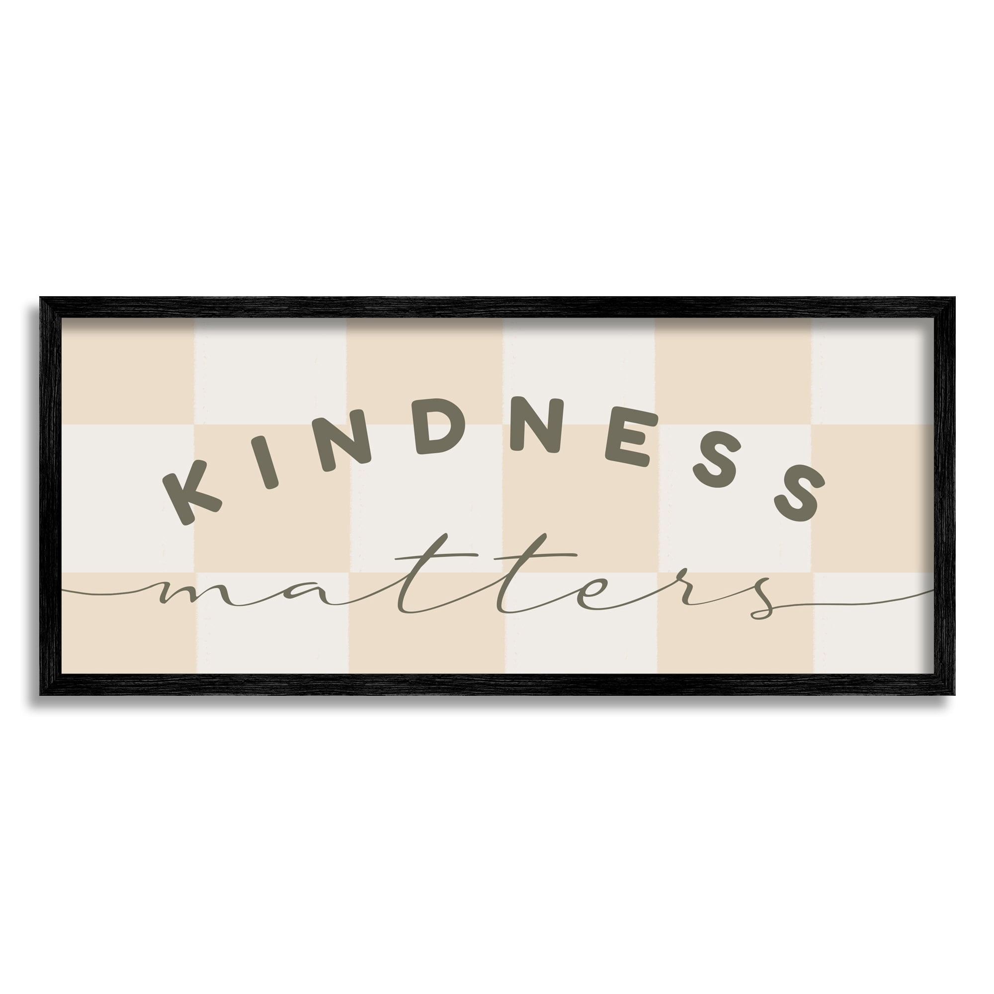Stupell Industries Kindness Matters Cheerful Checkered Pattern Typography Graphic Art Black Framed Art Print Wall Art, Design by Daphne Polselli
