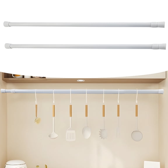 XIBUFE 2026 New Tension Rods, Adjustable 30-50Cm, Heavy-Duty Curtain Rods for Kitchen & Bathroom, 2-Pack for Kitchens, Bathrooms, Closets, Laundry Rooms, Window Treatments, Shower Curtains.