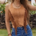 thumbnail image 2 of MIXUE Womens Tops Summer Solid Color Crew Neck Sleeveless Fashion Casual Back Tie Vest Tshirts Outwear,Brown,M, 2 of 4