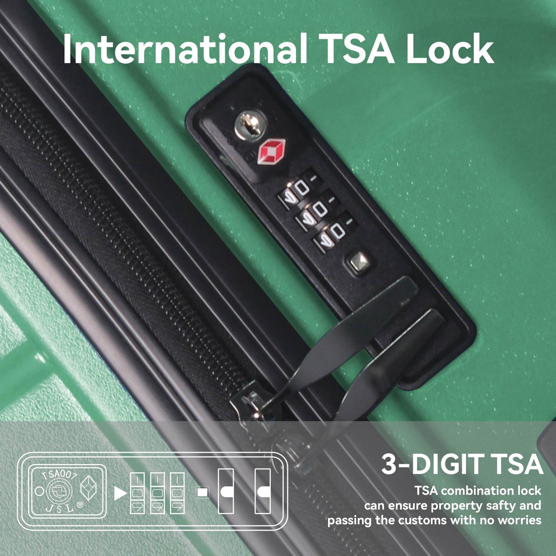 3 Piece Hardside Luggage Set with TSA Lock, Spinner Wheels, Scratch-Resistant Suitcase