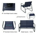 thumbnail image 5 of Kozyard Sofia 4-Piece Patio Outdoor Furniture Set with Strong Powder Coated Metal Frame One Love Seat 2 Single Chairs and one Table for Porch Balcony Backyad (Navy Blue), 5 of 6