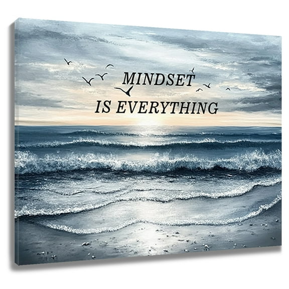 NEONWE Ocean Beach Canvas Wall Art Blue Seascape Sea Wave Prints Posters Living Room Decor Modern Inspirational Quotes Home Art Bedroom Bathroom Office Wall Decor