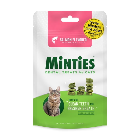 Minties Teeth Cleaner Dental Cat Treats, Salmon Flavored, 2.5 oz