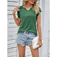 thumbnail image 3 of Deago Women's Summer Tops Casual V Neck T Shirts Pleated Short Sleeve Shirts Loose Fit Flowy (Green, S), 3 of 7