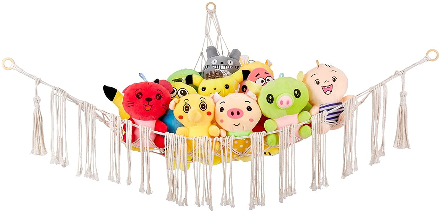 Plush toys, handwoven storage nets, triangle net pockets, corner nets, Toy Hammock storage