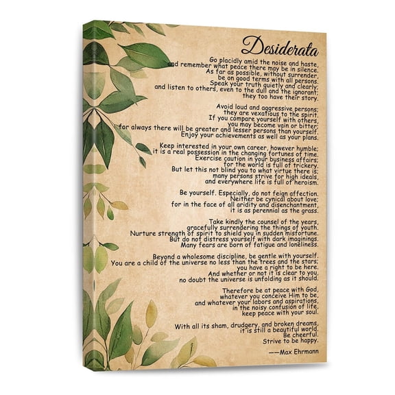 Desiderata Poem Canvas Wall Art Inspirational Posters Encouraging Quotes Decor Prints Modern Vintage Painting For Living Room Poetry Artwork Framed