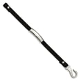 thumbnail image 3 of Diamond2Deal Stainless Steel Polished Black Leather ID Bracelet for Women 8.5", 3 of 6