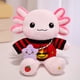 thumbnail image 1 of Peluche de ajolote，ajolote peluche 33 cm con ropa y 1 accesorio — set de 1 look (bolsita o bufanda), ajolote juguete suave y lavable, regalo para niñas y niños, 1 of 7