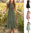 thumbnail image 1 of JFBUJC Robe Longue à Manches Courtes à Volants pour Femmes Robe Smockée à Volants Col Rond, 1 of 2