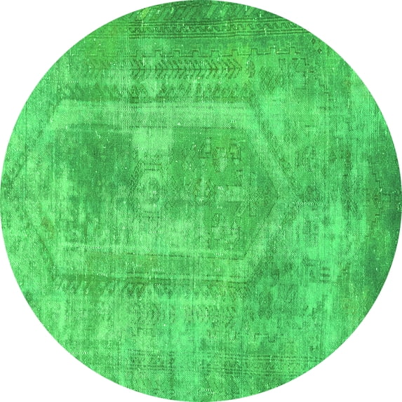 Ahgly Company Indoor Round Abstract Green Modern Area Rugs, 3' Round